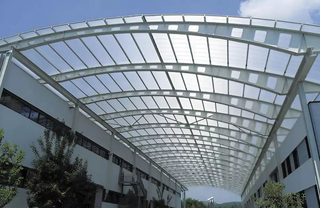 Stylish Transparent Roof Over a Modern Building