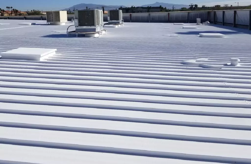 White-coated Commercial Roof with Hvac Units