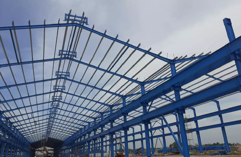 Indoor View of Steel Roof Framework