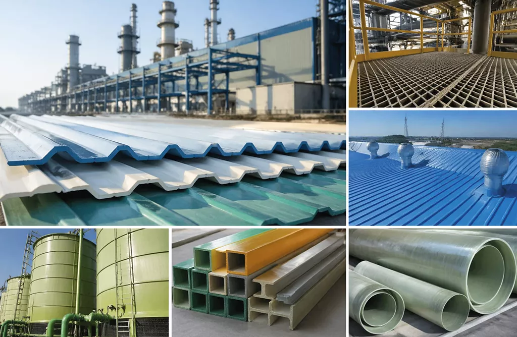 FRP sheets, pipes, and cable trays for industrial corrosion resistance